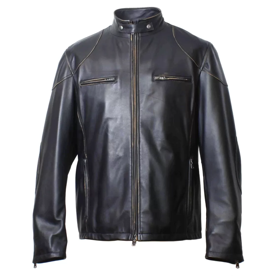 Outlet Leonardo Shoes Giacca STAFF Vintage Da Uomo Fatta A Mano In Pelle Nera Nero