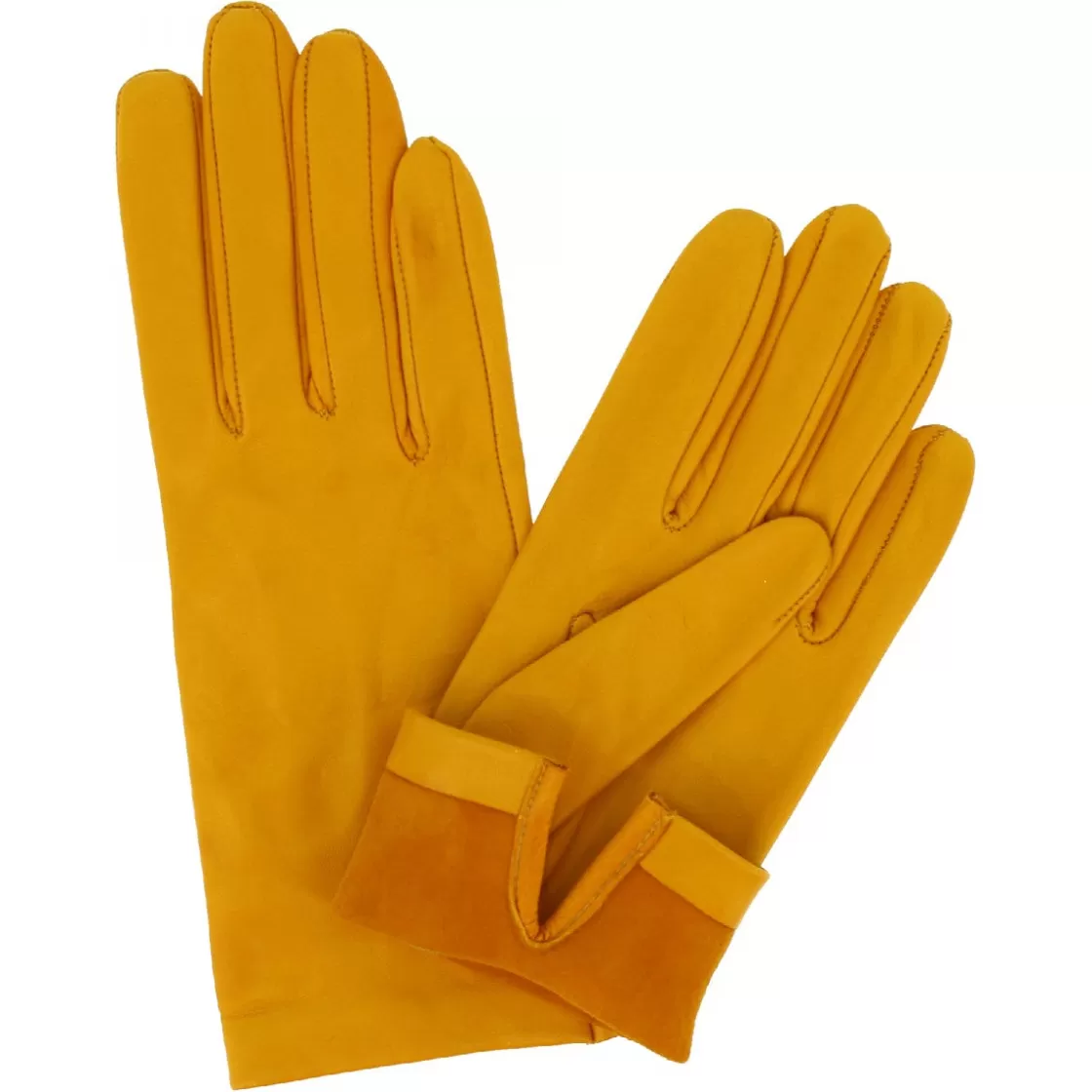Cheap Leonardo Shoes Guanti Classici Da Donna Fatti A Mano In Nappa Ocra Giallo