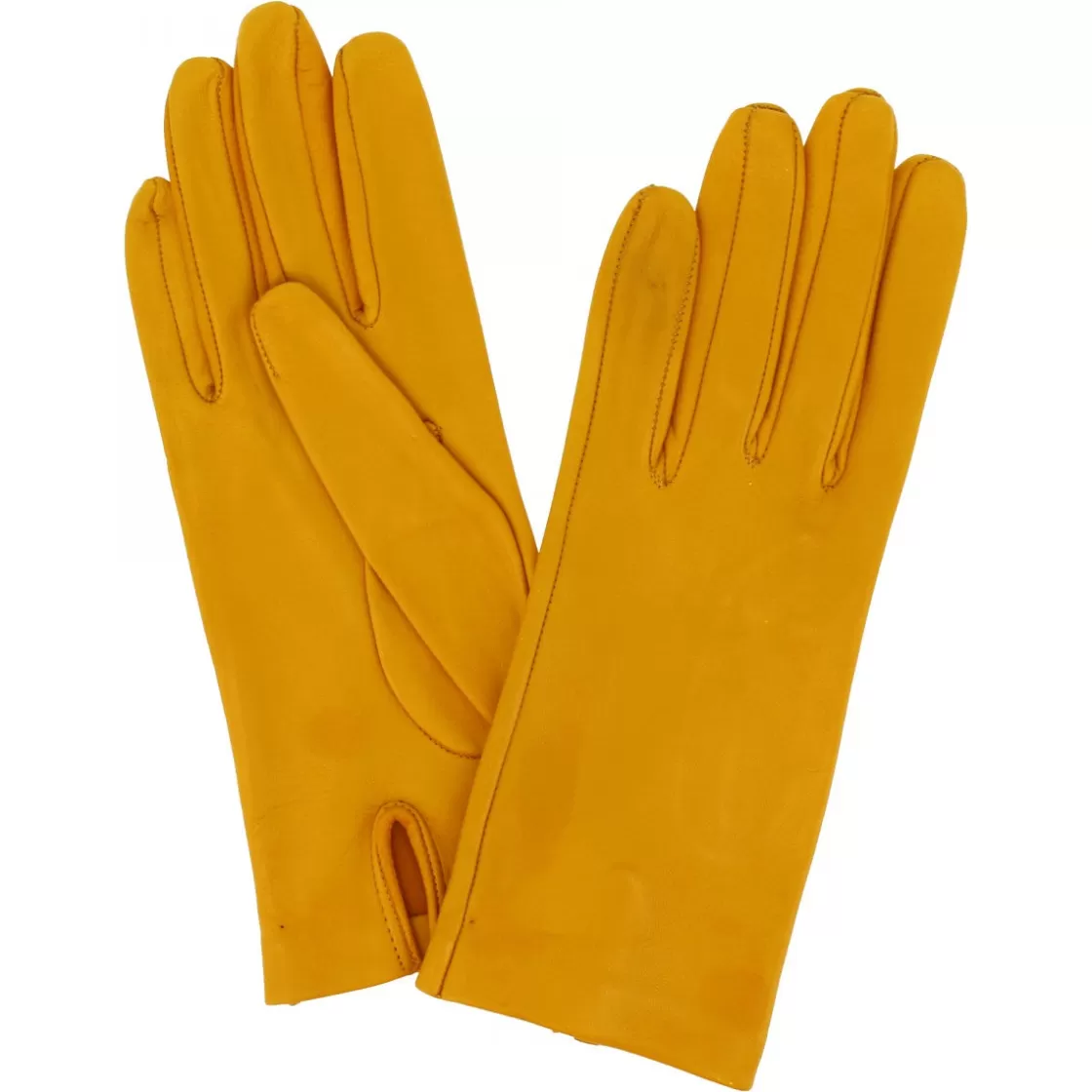 Cheap Leonardo Shoes Guanti Classici Da Donna Fatti A Mano In Nappa Ocra Giallo