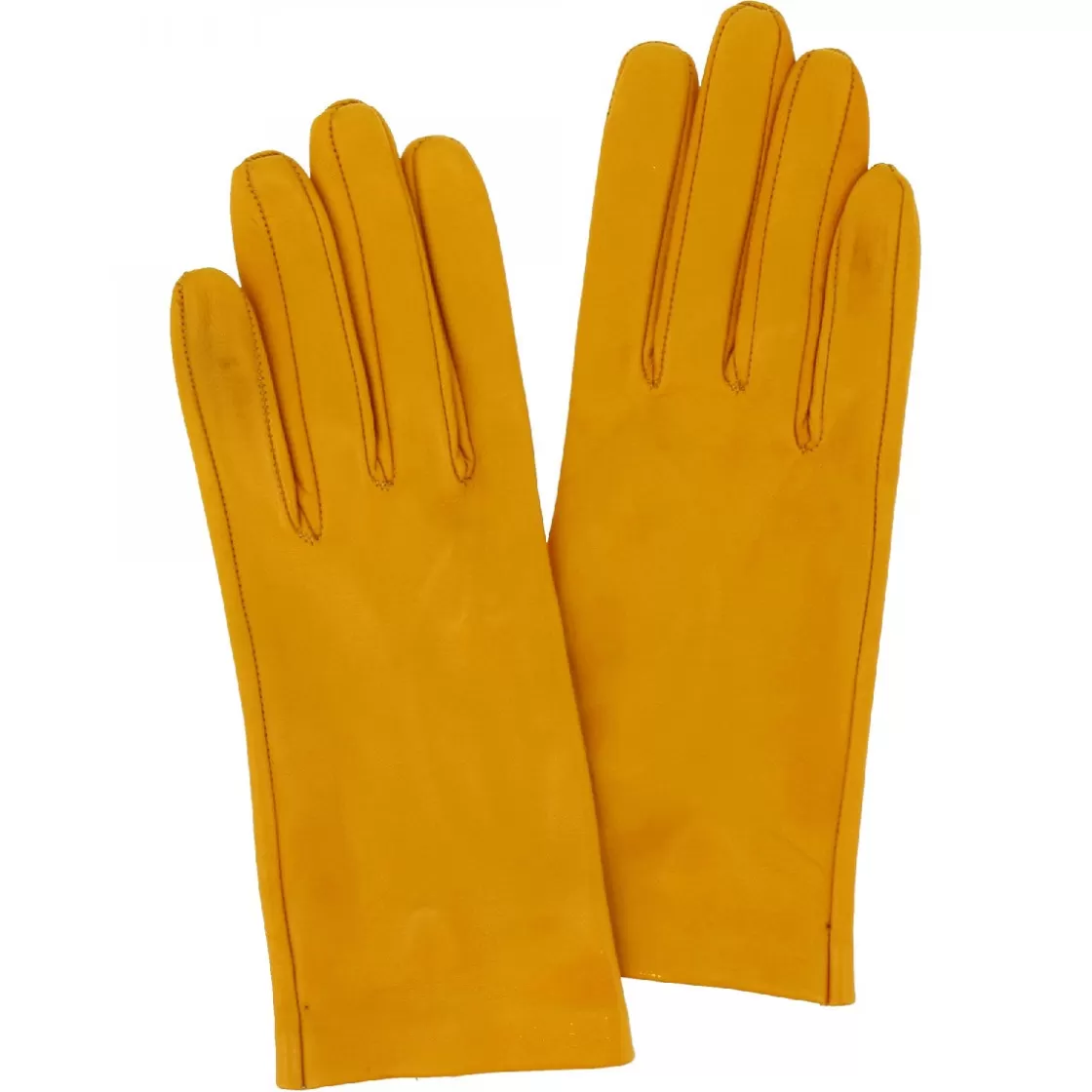 Cheap Leonardo Shoes Guanti Classici Da Donna Fatti A Mano In Nappa Ocra Giallo