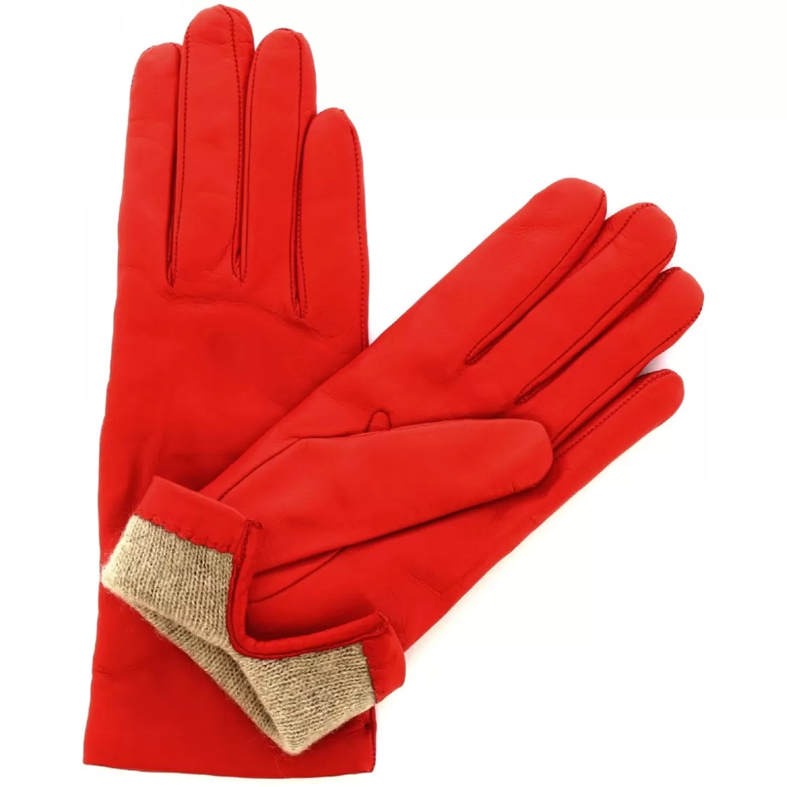 Best Sale Leonardo Shoes Guanti Classici Da Donna Fatti A Mano In Nappa Rossa Foderati In Cashmere Rosso