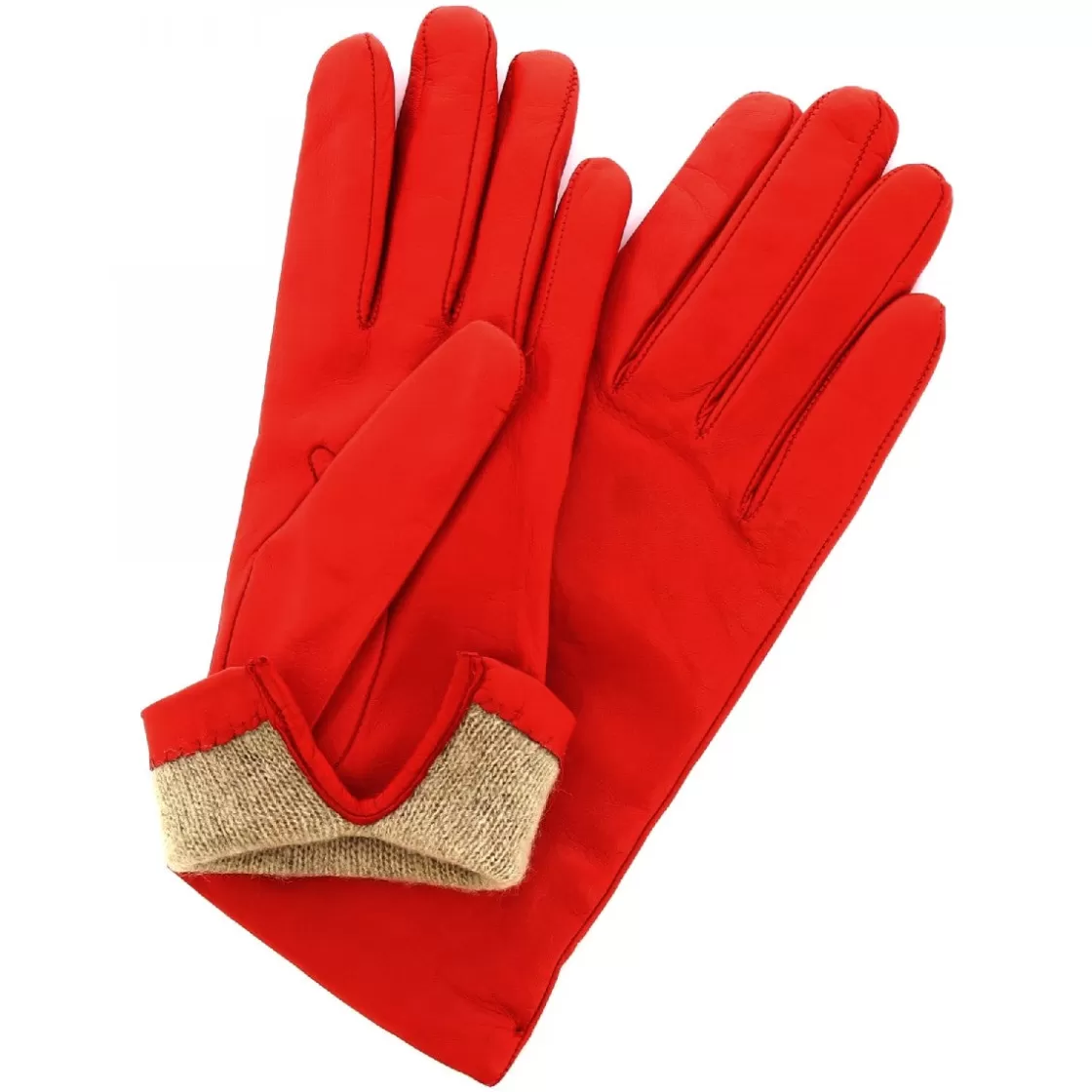 Best Sale Leonardo Shoes Guanti Classici Da Donna Fatti A Mano In Nappa Rossa Foderati In Cashmere Rosso