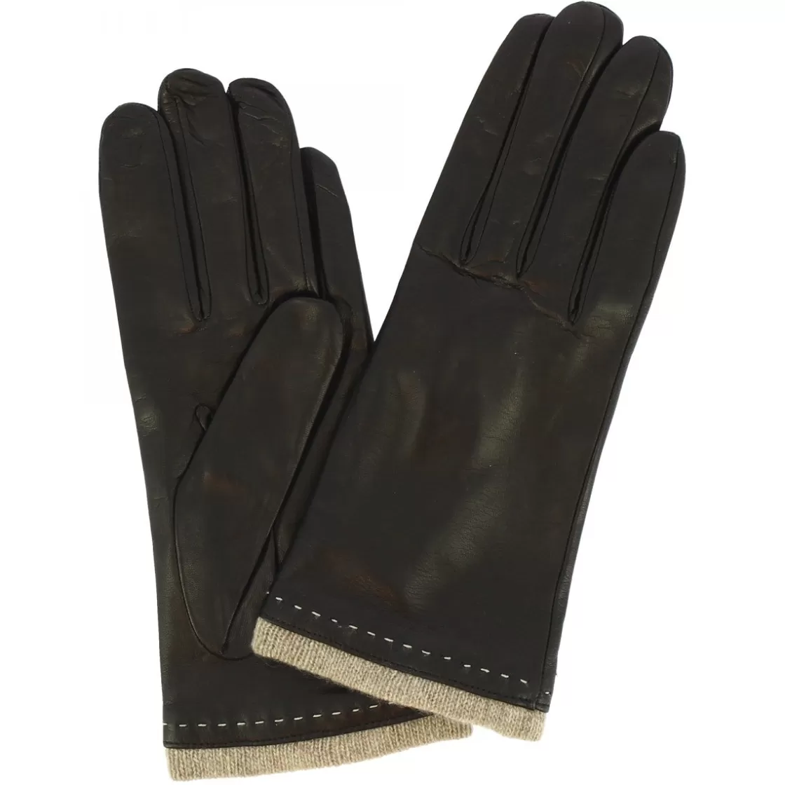 Sale Leonardo Shoes Guanti Decorati Da Donna Fatti A Mano In Nappa Nera Nero