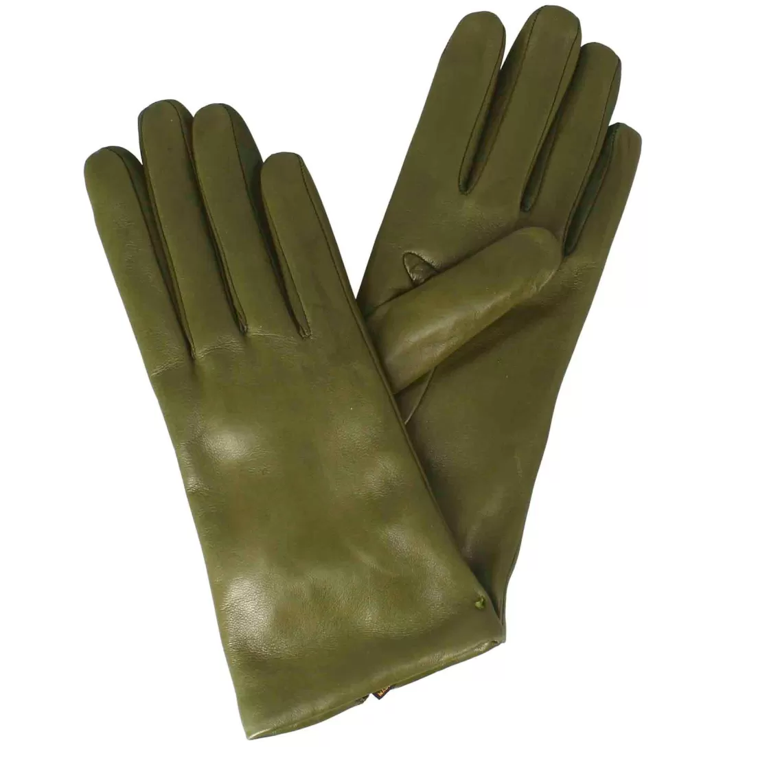 Flash Sale Leonardo Shoes Guanto Da Donna In Pelle Colore Liscia Con Fodera In Cashmere Verde