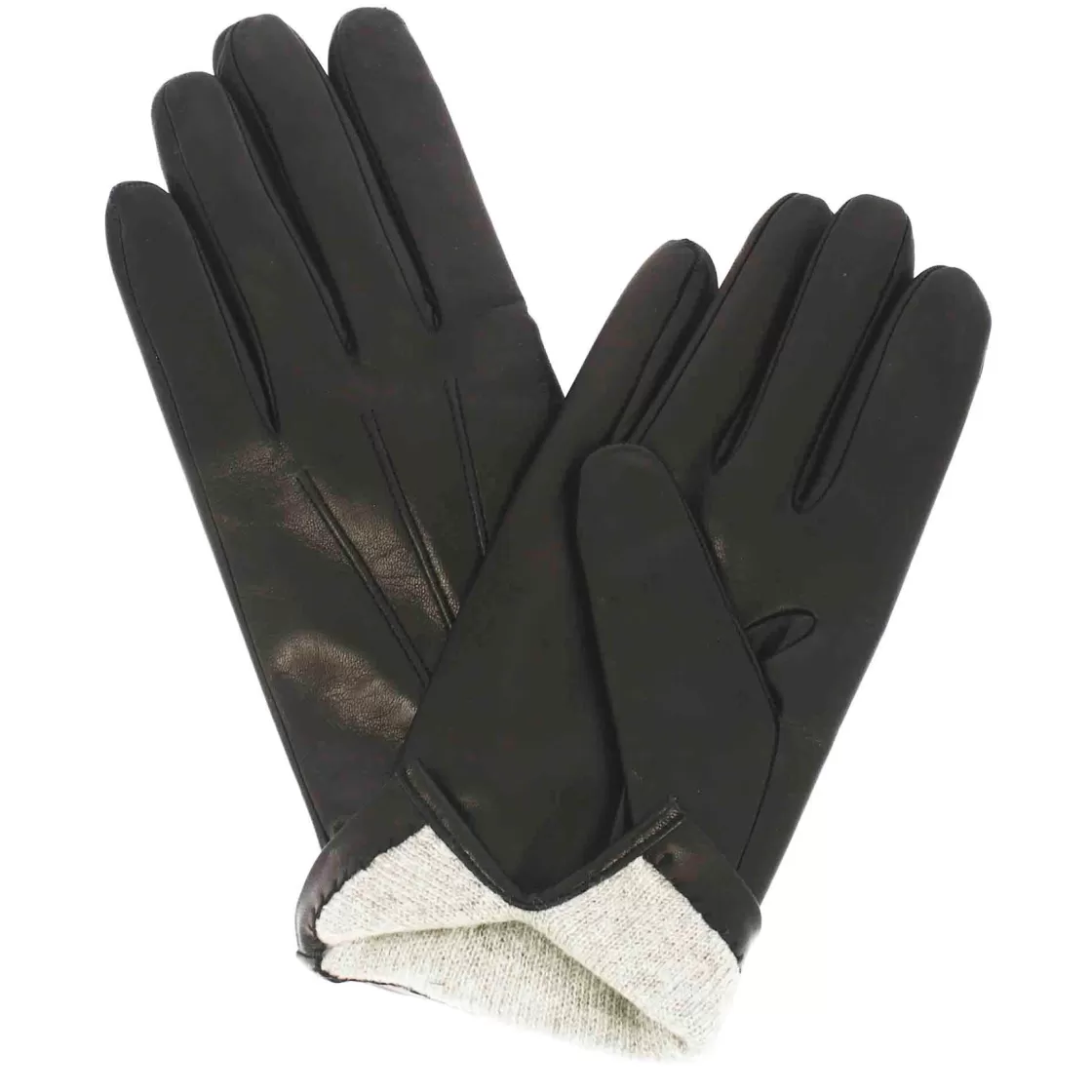 Clearance Leonardo Shoes Guanto Da Uomo In Pelle Colore Foderato In Cashmere Nero