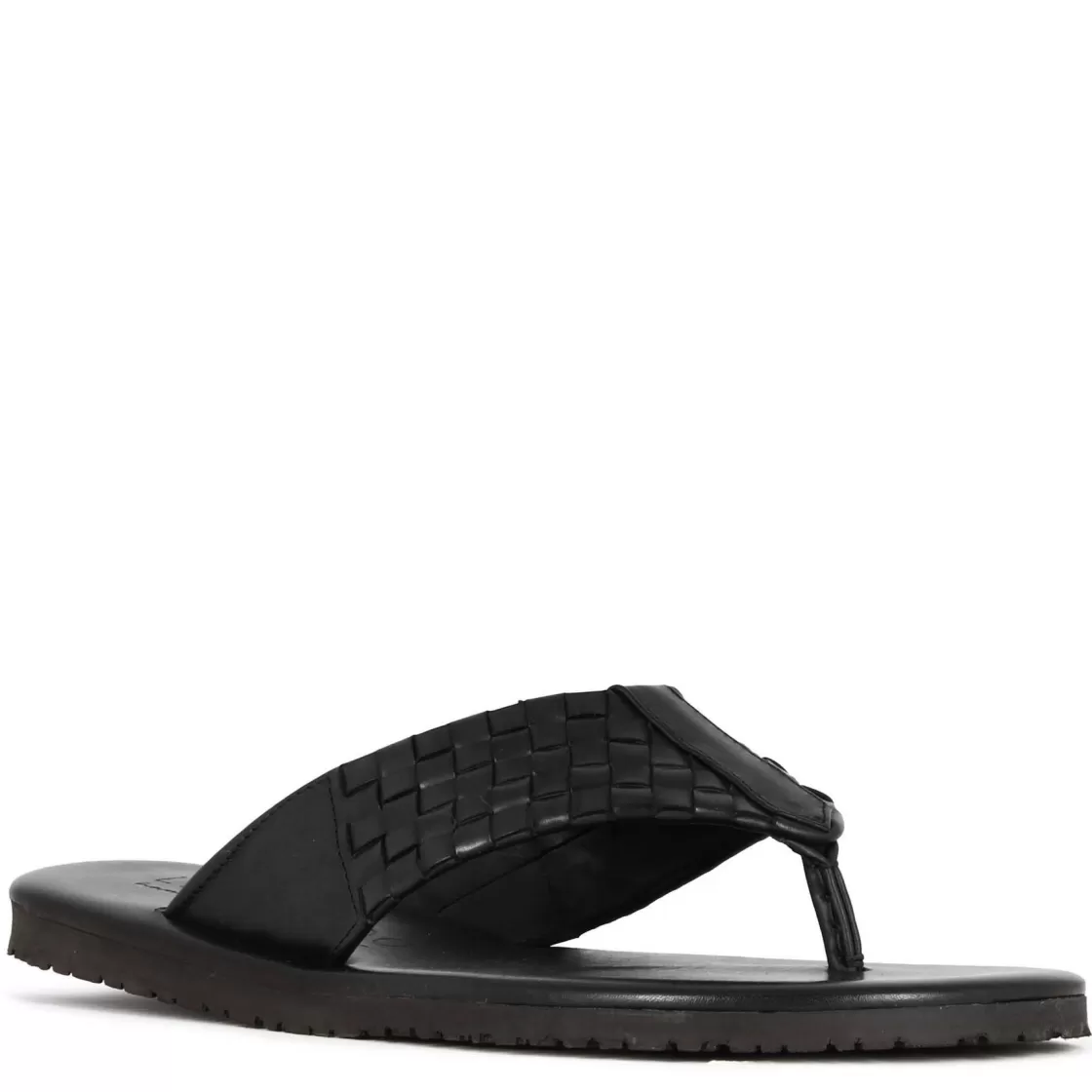 Store Leonardo Shoes Infradito Da Uomo In Pelle Intrecciata Colore Fatto A Mano Nero