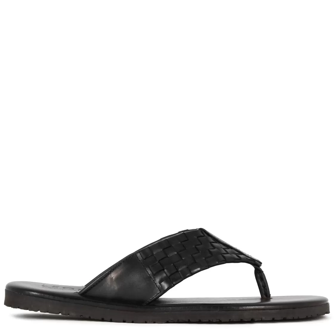 Store Leonardo Shoes Infradito Da Uomo In Pelle Intrecciata Colore Fatto A Mano Nero
