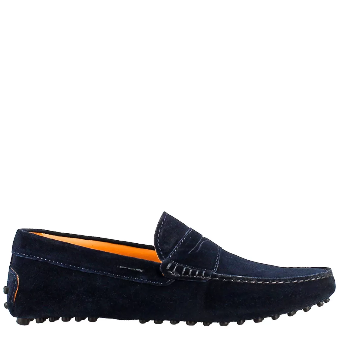 Shop Leonardo Shoes Mocassini Artigianali Carshoe Da Uomo In Pelle Di Camoscio Color . Blu
