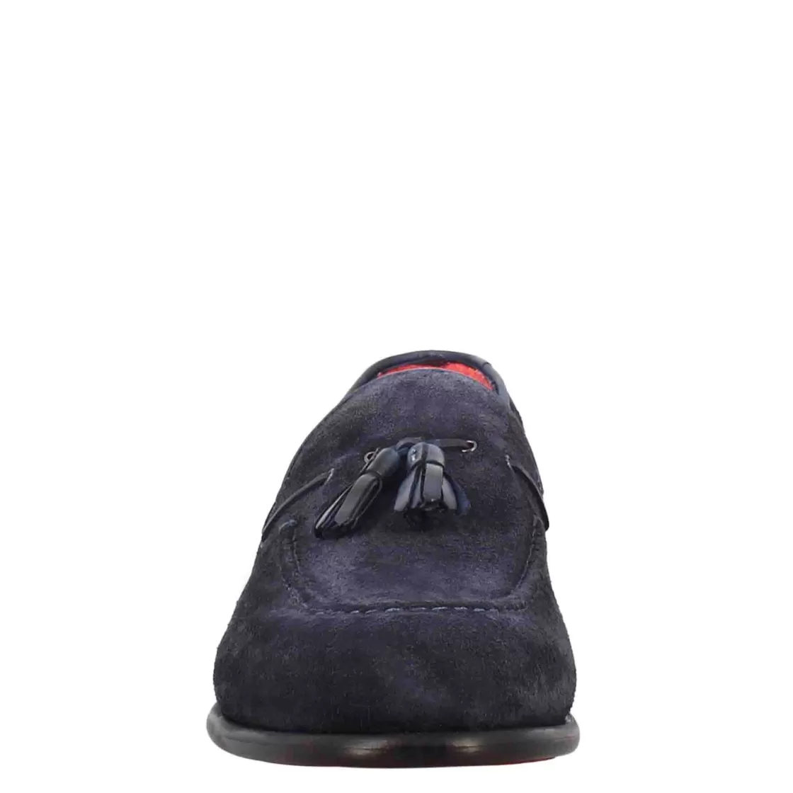 Clearance Leonardo Shoes Mocassini Con Nappine Da Uomo In Pelle Scamosciata Colore Blu Scuro