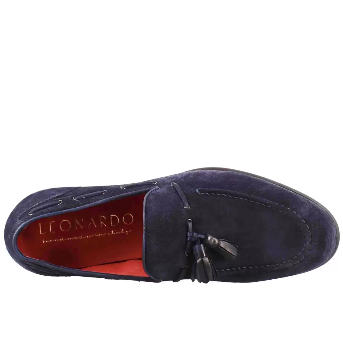 Clearance Leonardo Shoes Mocassini Con Nappine Da Uomo In Pelle Scamosciata Colore Blu Scuro