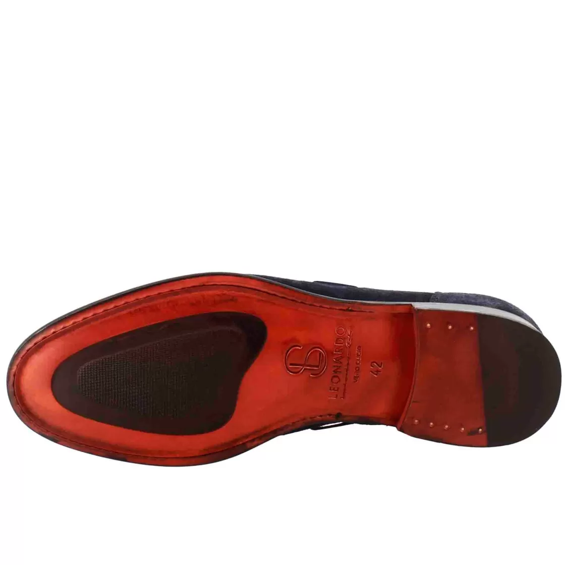 Clearance Leonardo Shoes Mocassini Con Nappine Da Uomo In Pelle Scamosciata Colore Blu Scuro
