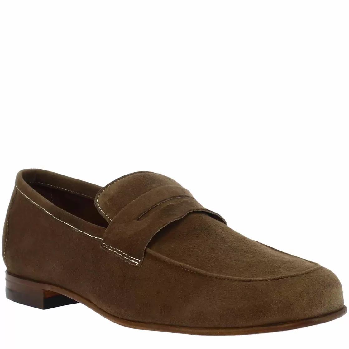 Cheap Leonardo Shoes Mocassini Slip-on Da Uomo Fatti A Mano In Pelle Di Camoscio Color Taupe Marrone