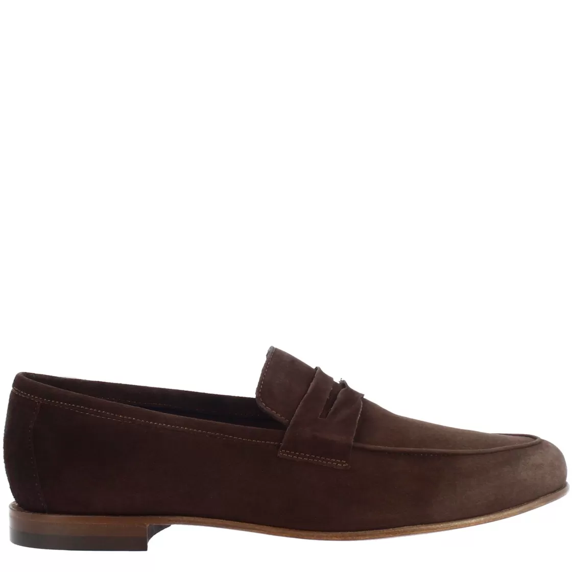 Discount Leonardo Shoes Mocassini Slip-on Da Uomo Fatti A Mano In Pelle Di Camoscio Testa Di Moro Marrone Scuro