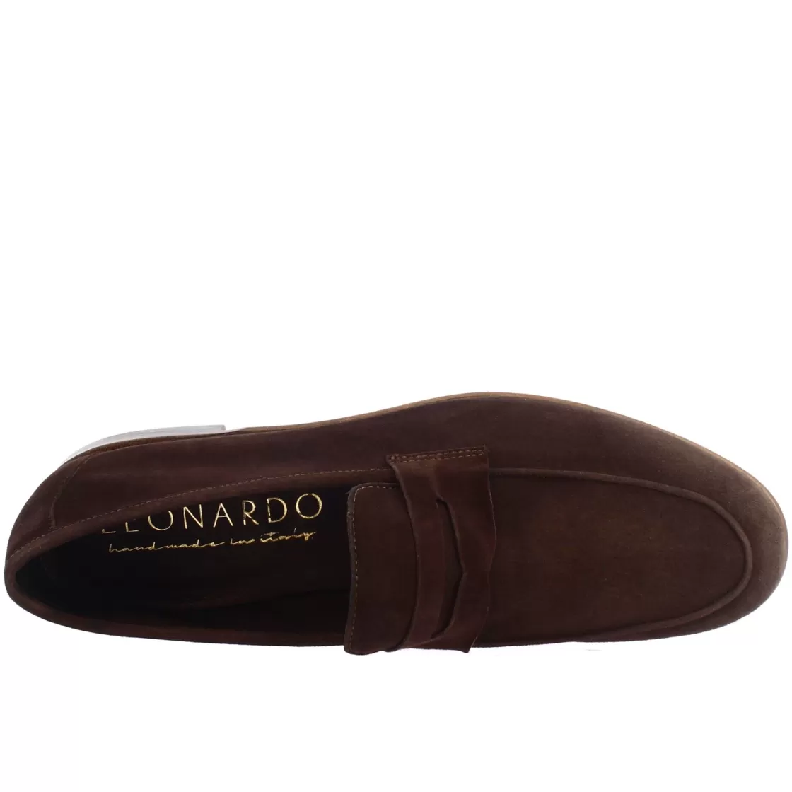Discount Leonardo Shoes Mocassini Slip-on Da Uomo Fatti A Mano In Pelle Di Camoscio Testa Di Moro Marrone Scuro