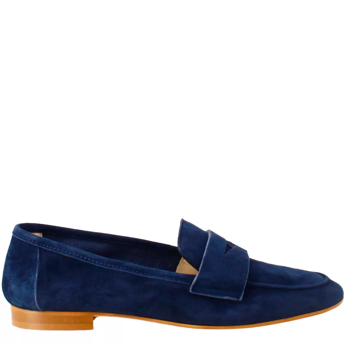 Shop Leonardo Shoes Mocassino Artigianale Da Donna In Camoscio Color Scuro Fatto A Mano. Blu