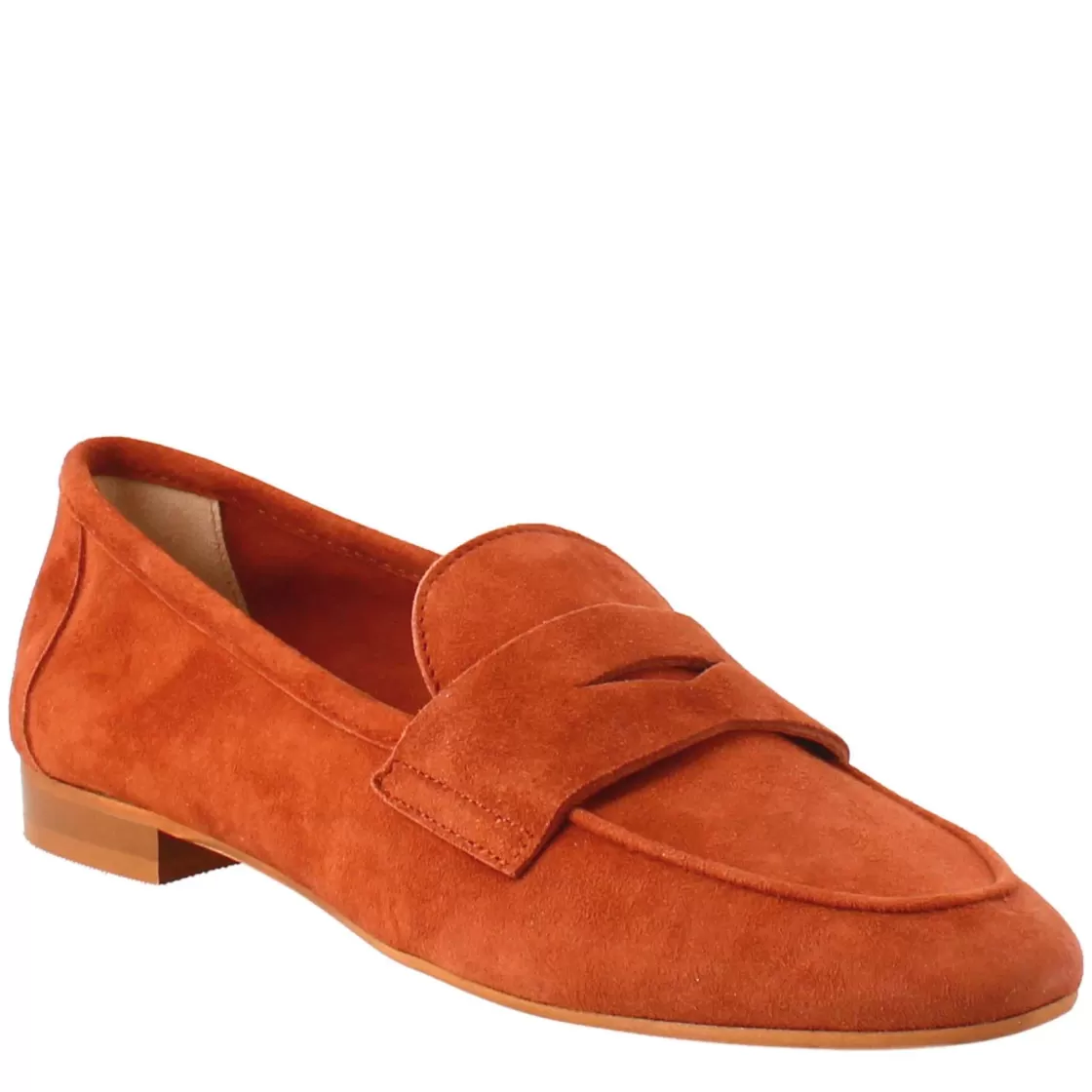 Flash Sale Leonardo Shoes Mocassino Artigianale Da Donna In Camoscio Color Cuoio Fatto A Mano. Marrone