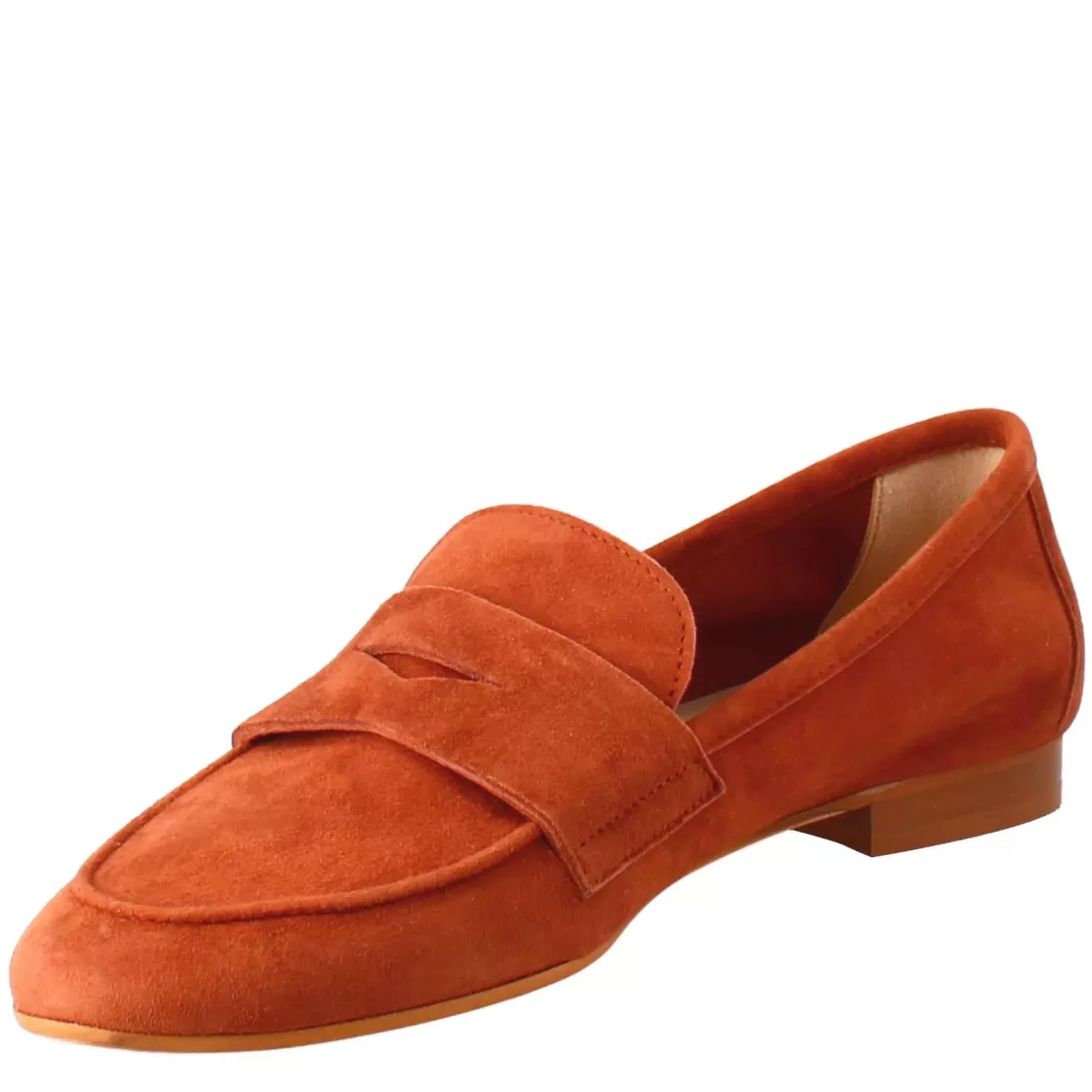 Flash Sale Leonardo Shoes Mocassino Artigianale Da Donna In Camoscio Color Cuoio Fatto A Mano. Marrone