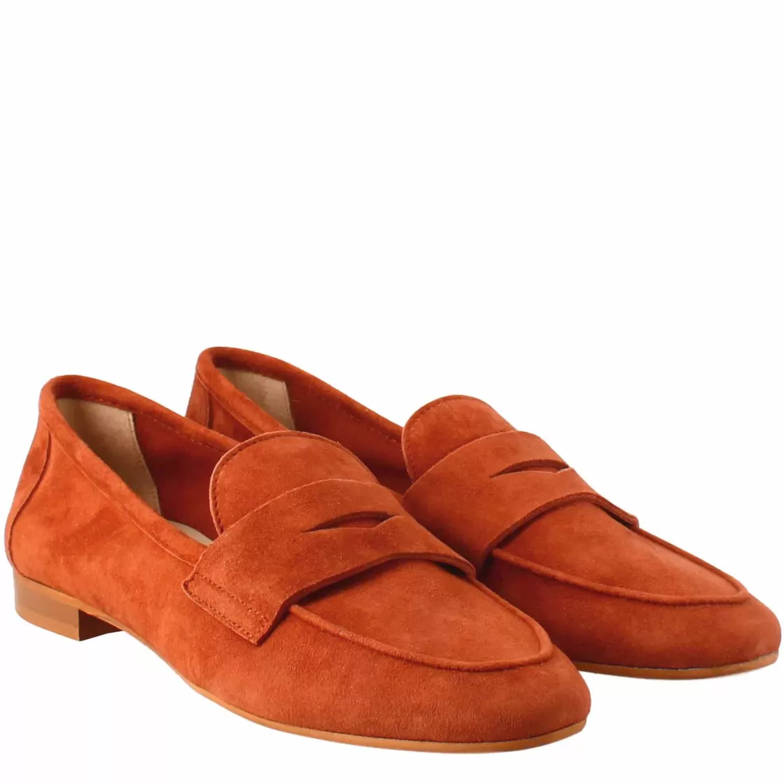 Flash Sale Leonardo Shoes Mocassino Artigianale Da Donna In Camoscio Color Cuoio Fatto A Mano. Marrone