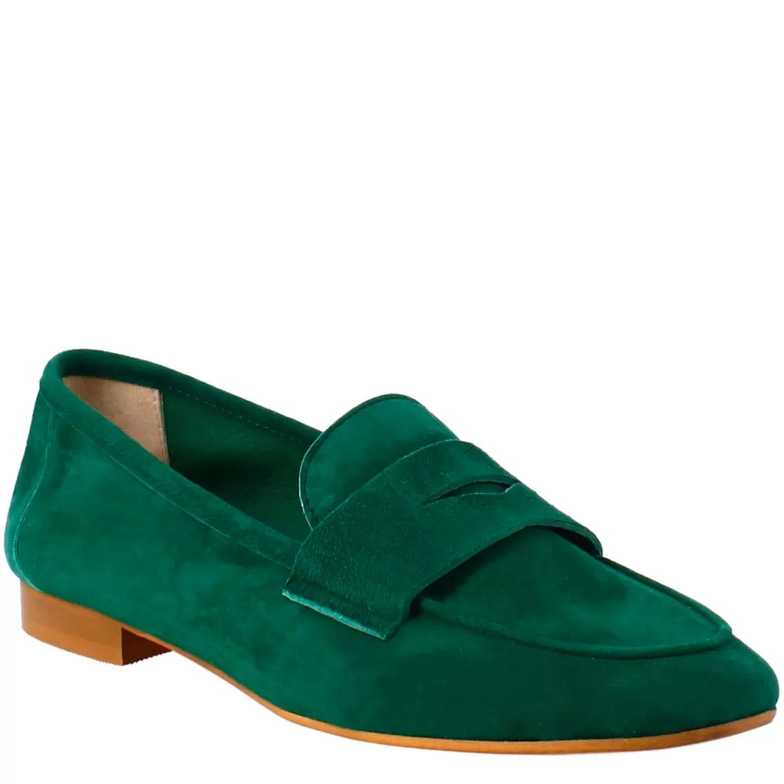 New Leonardo Shoes Mocassino Artigianale Da Donna In Camoscio Color Fatto A Mano. Verde