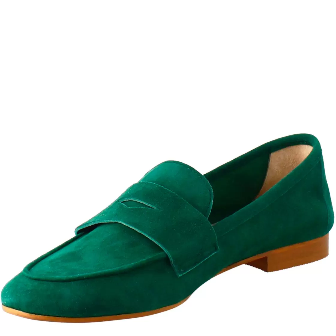 New Leonardo Shoes Mocassino Artigianale Da Donna In Camoscio Color Fatto A Mano. Verde