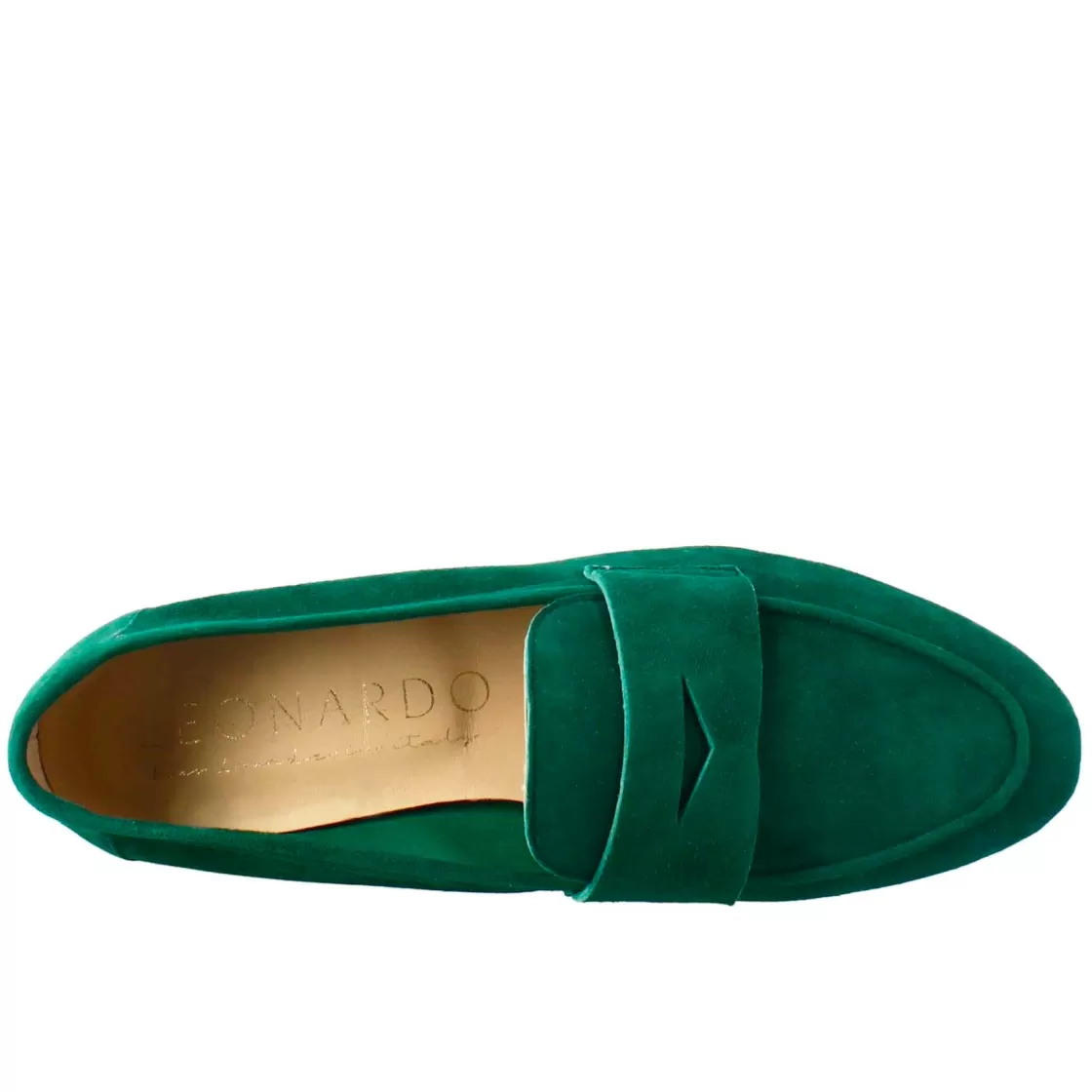 New Leonardo Shoes Mocassino Artigianale Da Donna In Camoscio Color Fatto A Mano. Verde