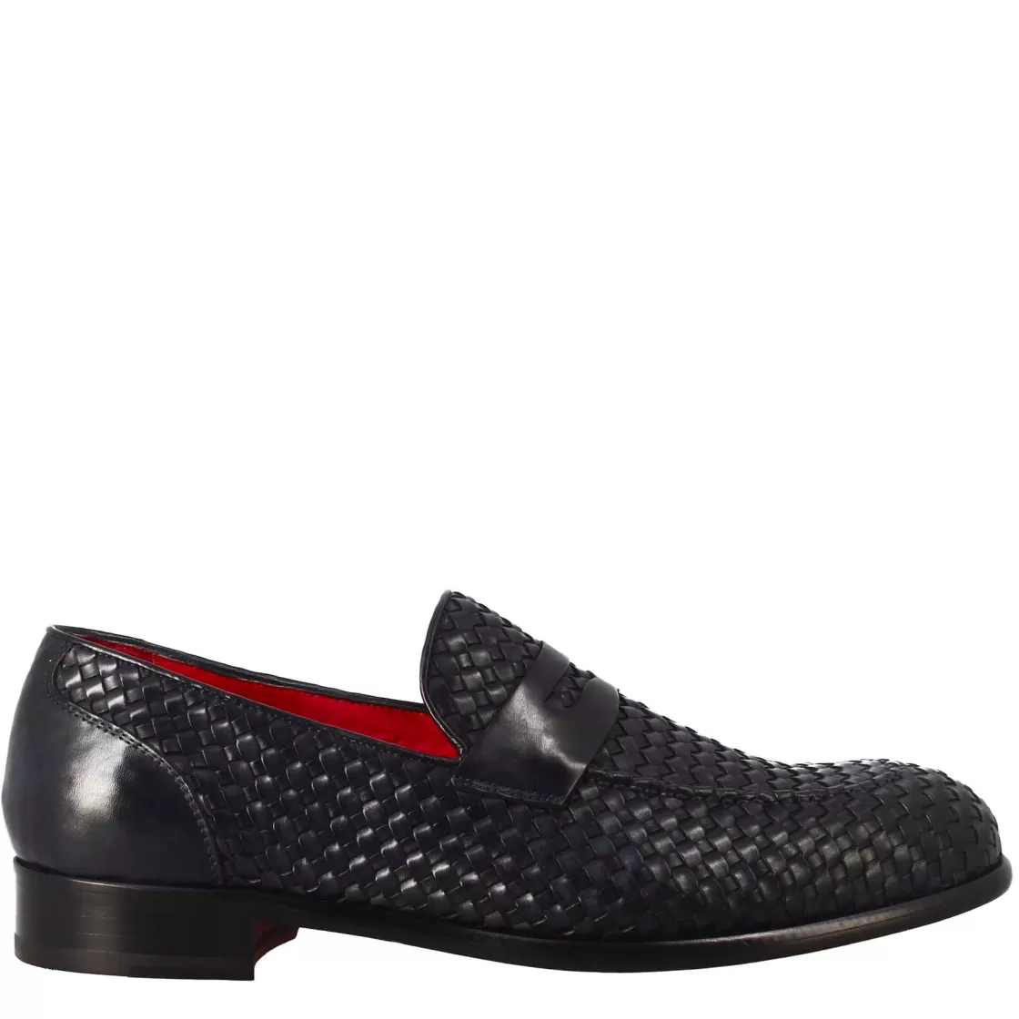 Best Sale Leonardo Shoes Mocassino Elegante Da Uomo In Pelle Fiore Intrecciata Blu