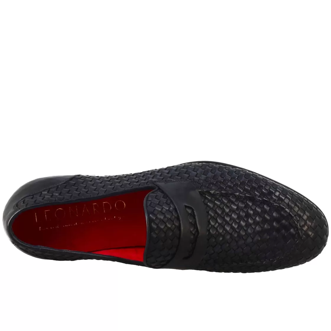 Best Sale Leonardo Shoes Mocassino Elegante Da Uomo In Pelle Fiore Intrecciata Blu