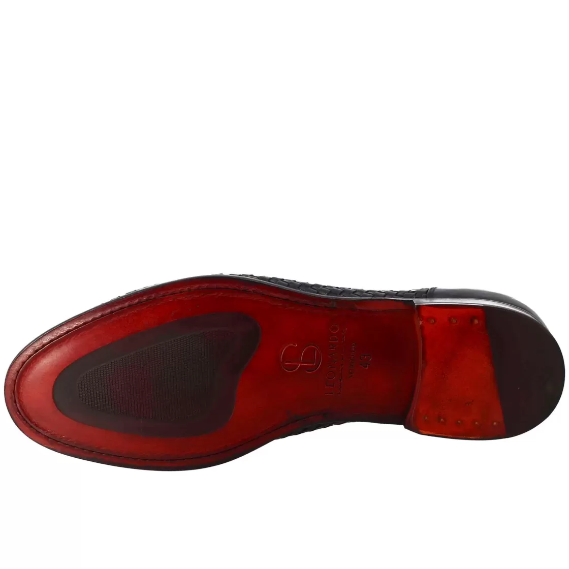 Best Sale Leonardo Shoes Mocassino Elegante Da Uomo In Pelle Fiore Intrecciata Blu