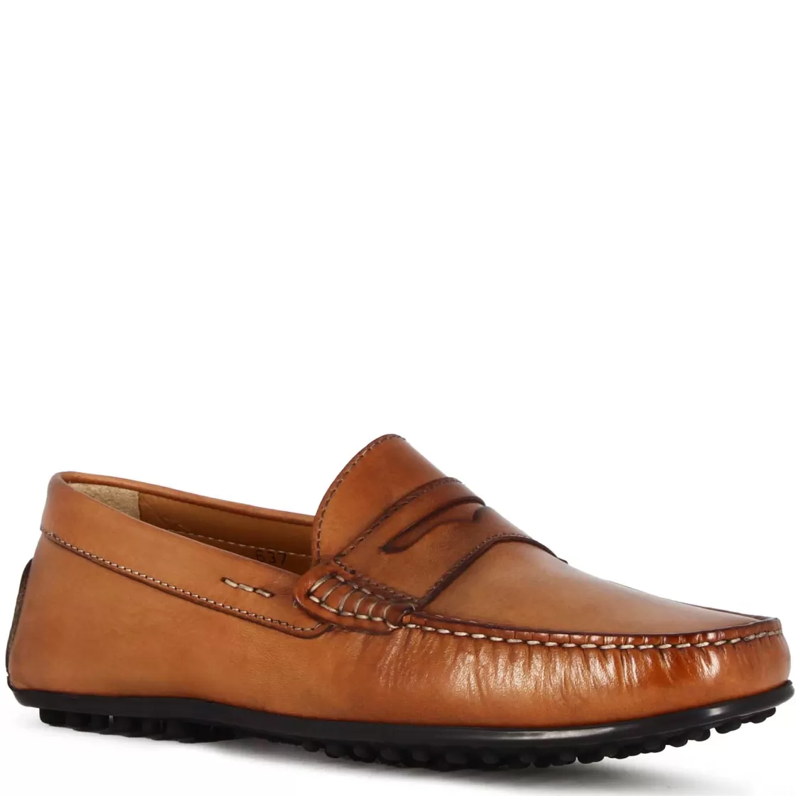 New Leonardo Shoes Mocassino Casual Da Uomo In Pelle Colore Con Suola Con Gommini Marrone