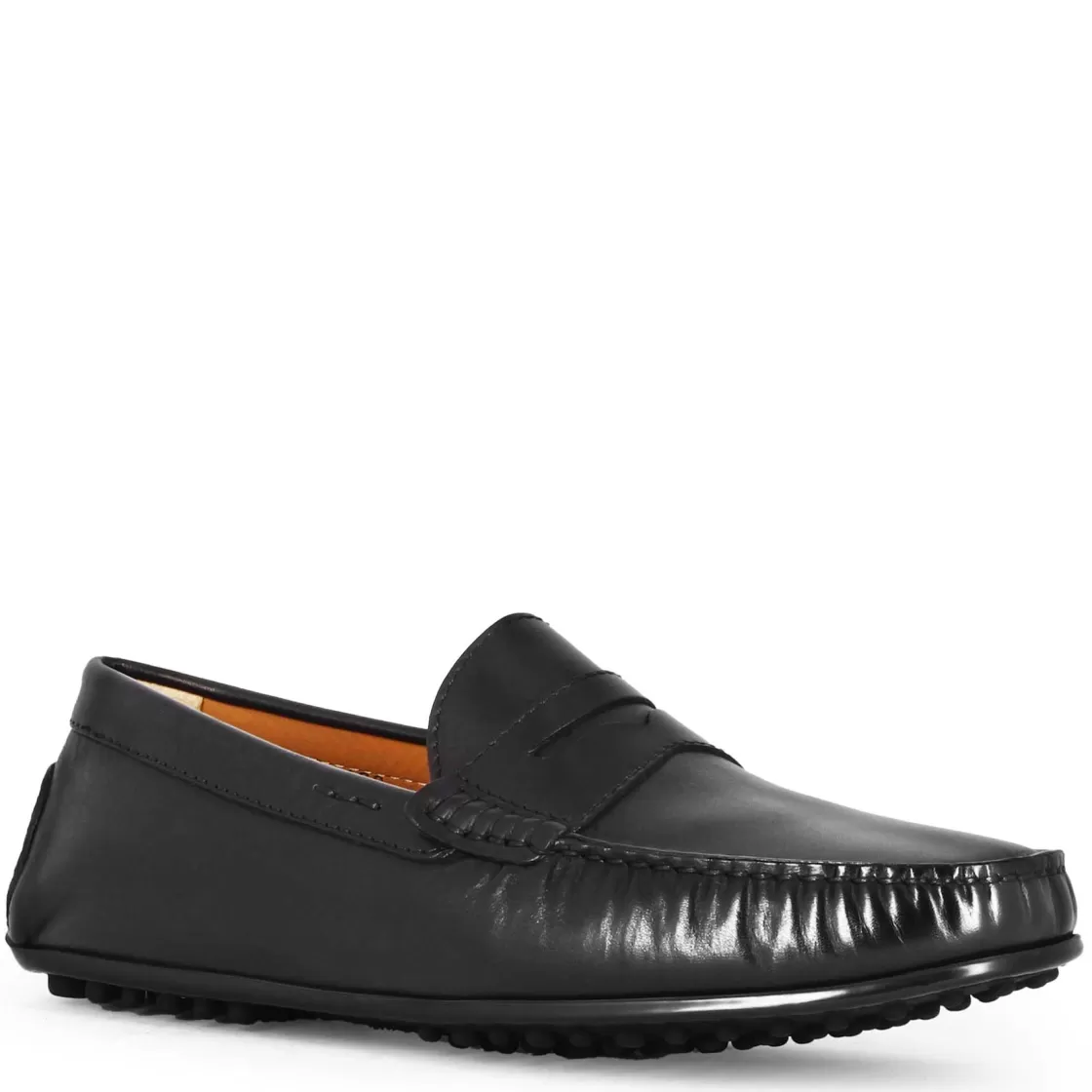 Clearance Leonardo Shoes Mocassino Casual Da Uomo In Pelle Colore Con Suola Con Gommini Nero