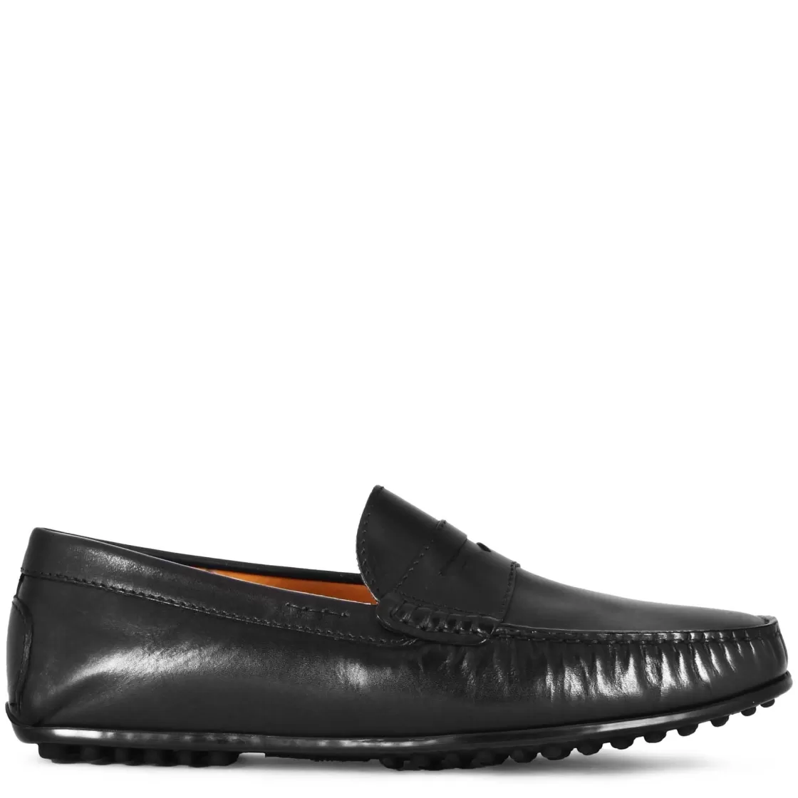 Clearance Leonardo Shoes Mocassino Casual Da Uomo In Pelle Colore Con Suola Con Gommini Nero