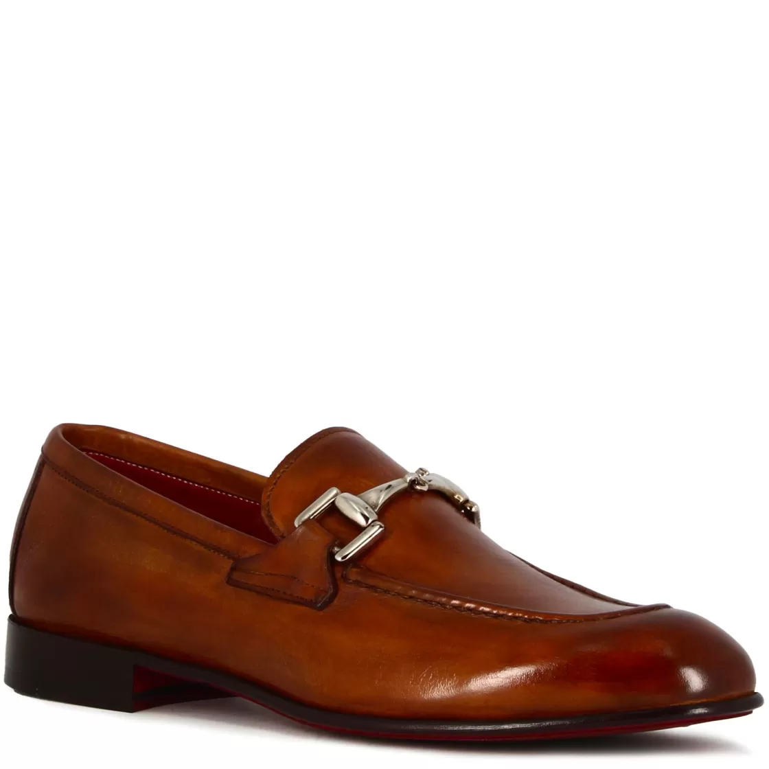 Sale Leonardo Shoes Mocassino Classico Con Morsetto Da Uomo In Pelle Colore Marrone