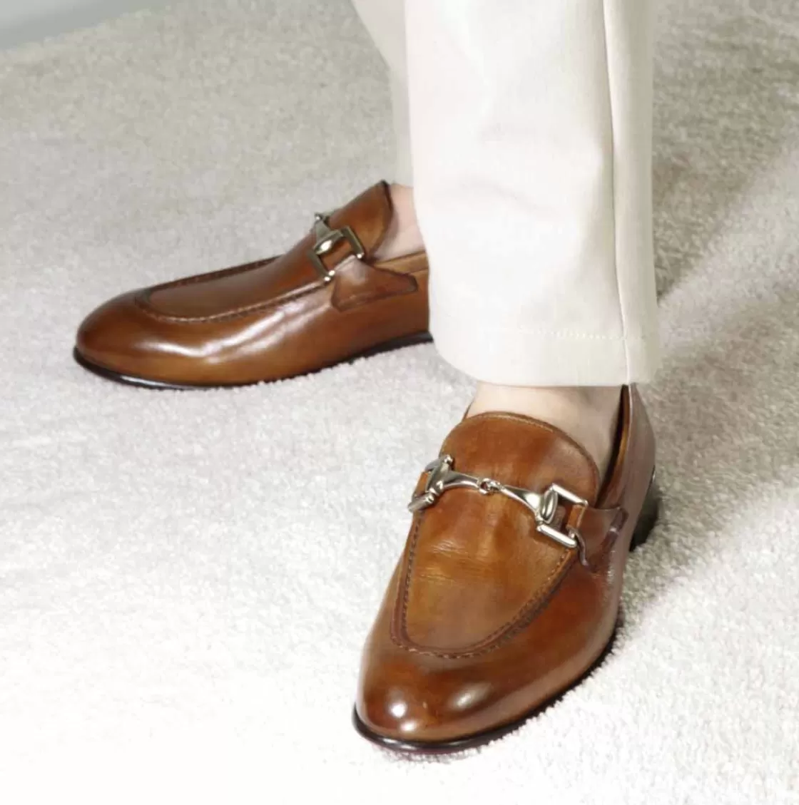 Sale Leonardo Shoes Mocassino Classico Con Morsetto Da Uomo In Pelle Colore Marrone