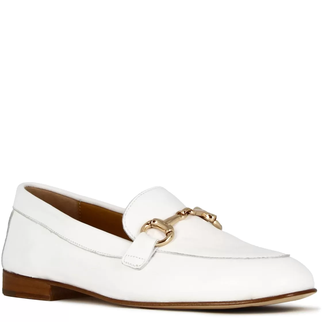 Online Leonardo Shoes Mocassino Classico Da Donna Con Morsetto In Pelle Colore Bianco