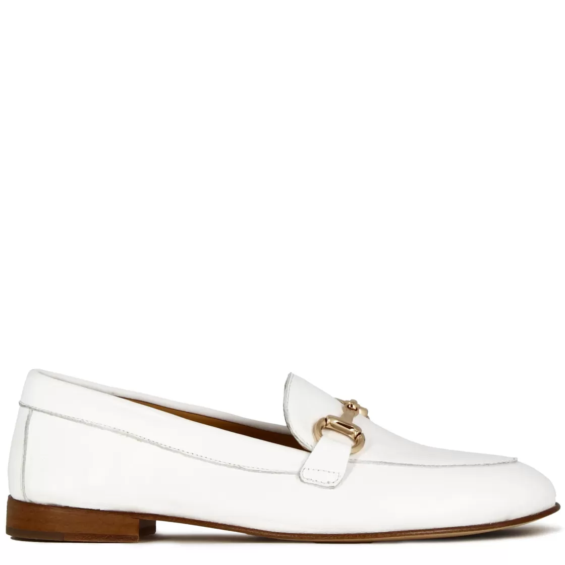 Online Leonardo Shoes Mocassino Classico Da Donna Con Morsetto In Pelle Colore Bianco