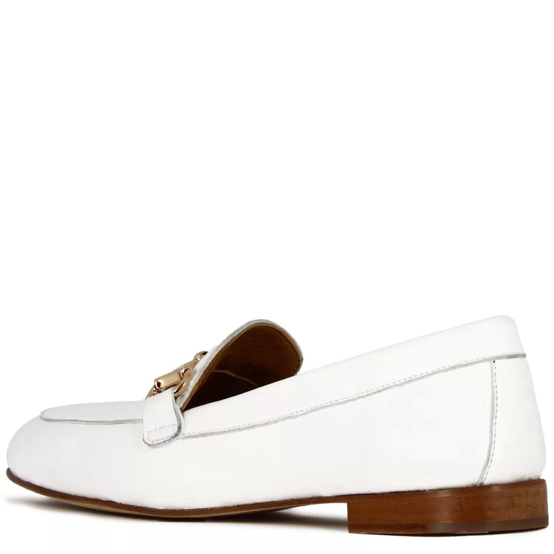 Online Leonardo Shoes Mocassino Classico Da Donna Con Morsetto In Pelle Colore Bianco