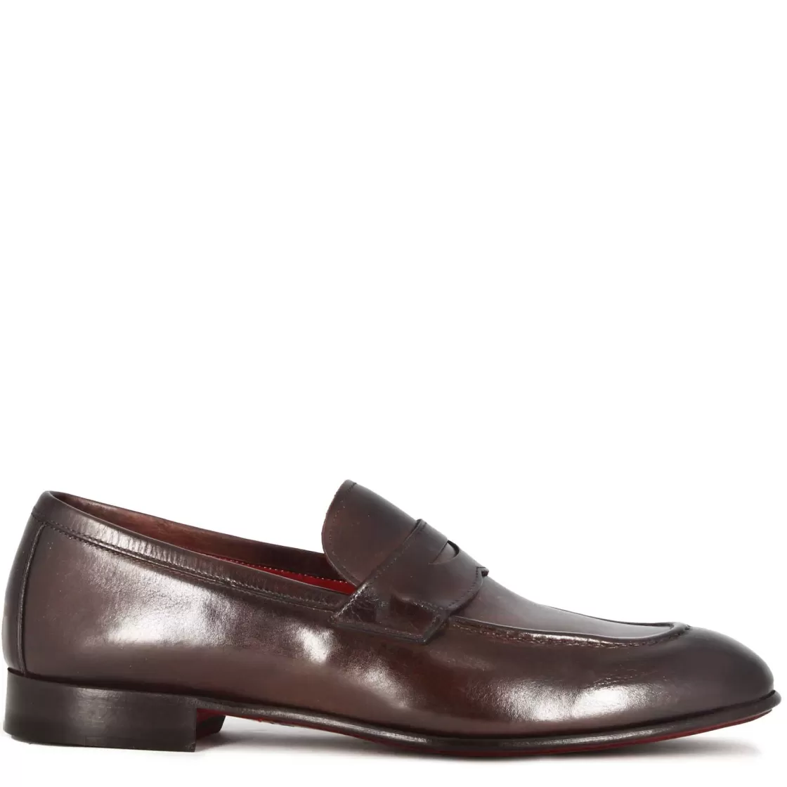 New Leonardo Shoes Mocassino Classico Da Uomo In Pelle Colore Marrone Scuro