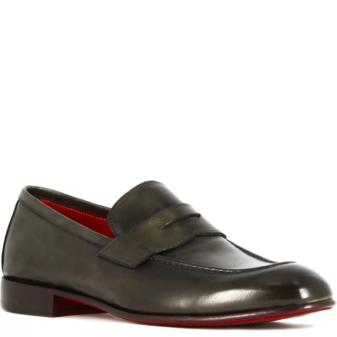 Store Leonardo Shoes Mocassino Classico Da Uomo In Pelle Colore Scuro Verde