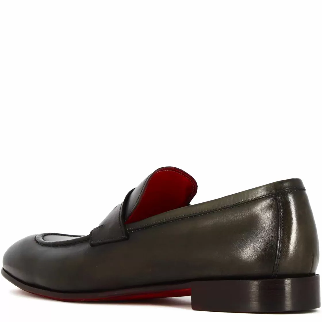 Store Leonardo Shoes Mocassino Classico Da Uomo In Pelle Colore Scuro Verde