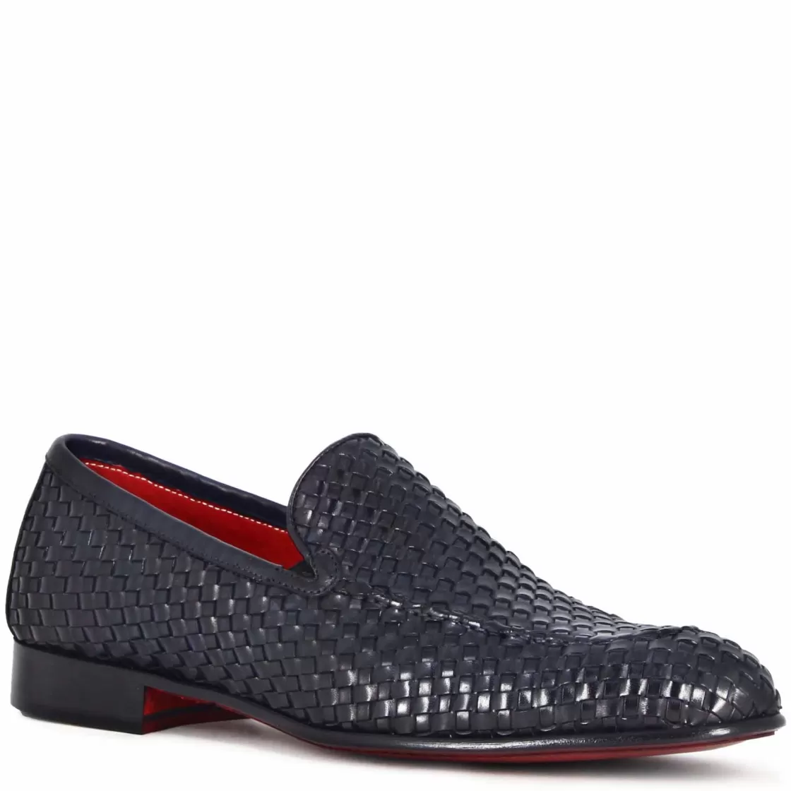 Store Leonardo Shoes Mocassino Classico Da Uomo In Pelle Intrecciata Colore Blu