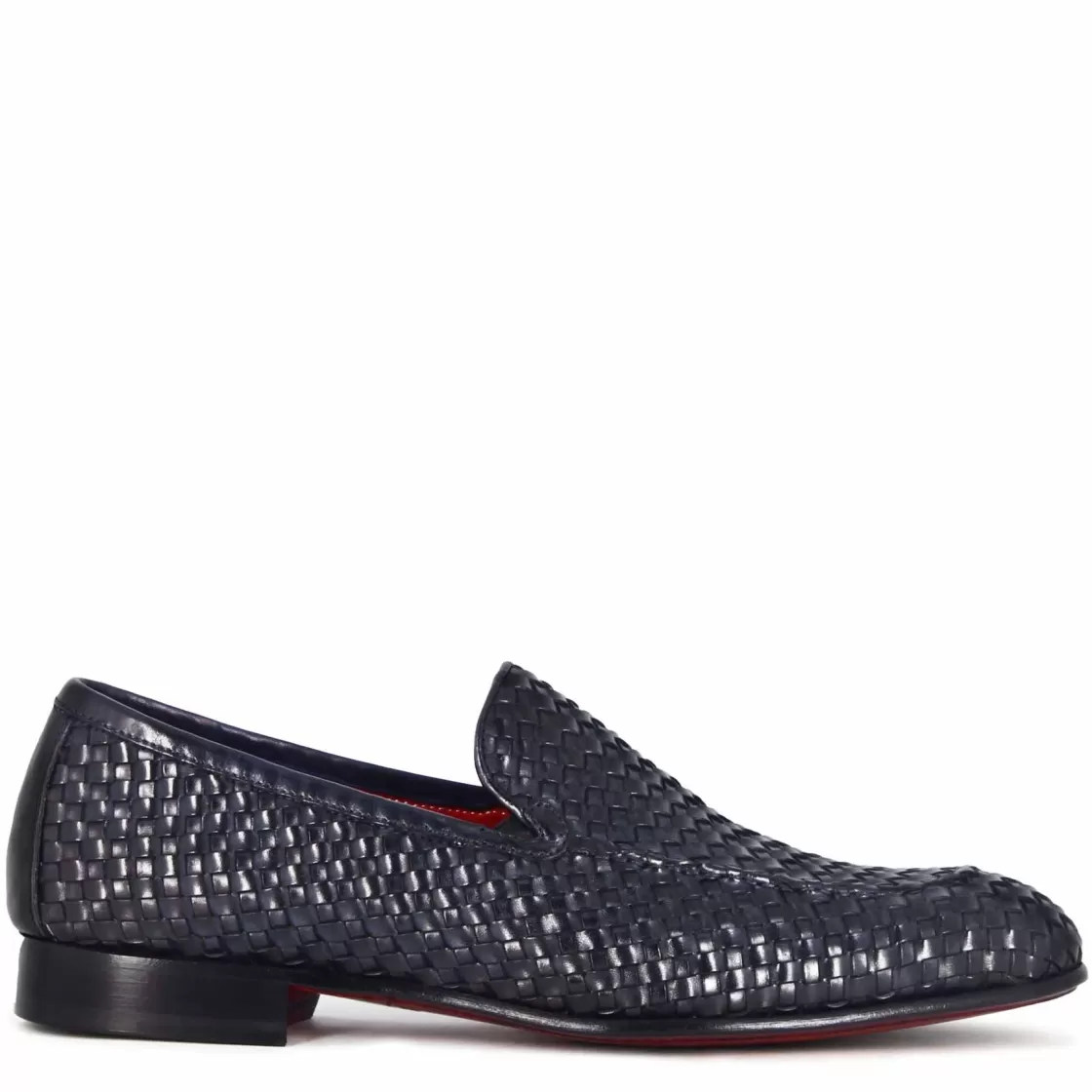 Store Leonardo Shoes Mocassino Classico Da Uomo In Pelle Intrecciata Colore Blu
