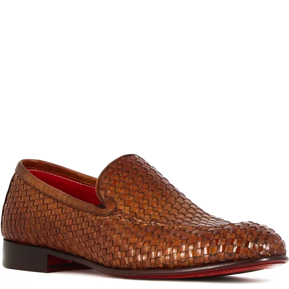Hot Leonardo Shoes Mocassino Classico Da Uomo In Pelle Intrecciata Colore Marrone Chiaro