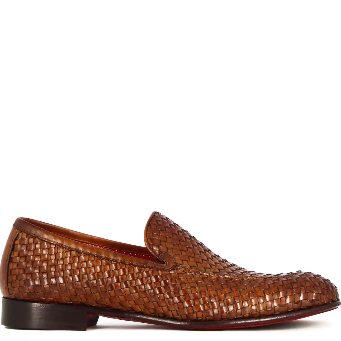 Hot Leonardo Shoes Mocassino Classico Da Uomo In Pelle Intrecciata Colore Marrone Chiaro