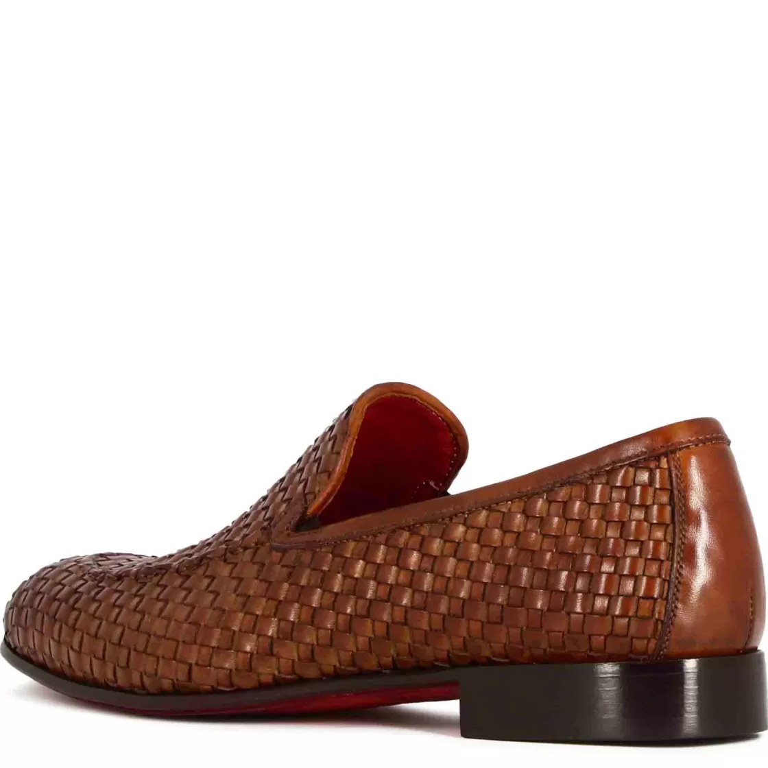Hot Leonardo Shoes Mocassino Classico Da Uomo In Pelle Intrecciata Colore Marrone Chiaro