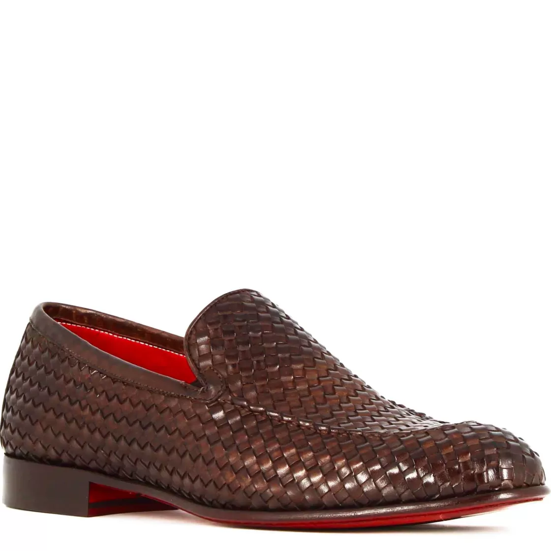 Hot Leonardo Shoes Mocassino Classico Da Uomo In Pelle Intrecciata Colore Marrone Scuro