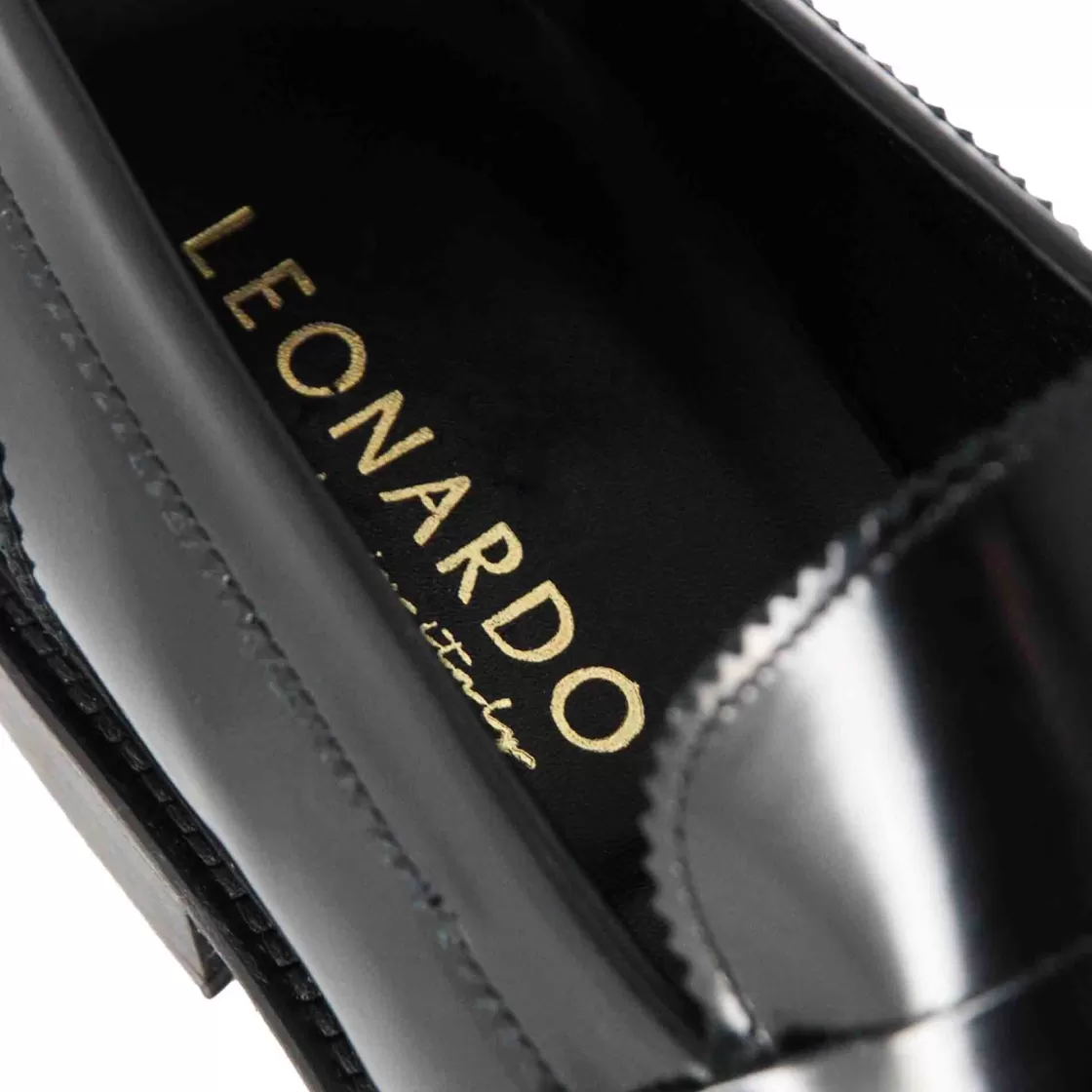 Fashion Leonardo Shoes Mocassino Classico Da Uomo In Pelle Lucida Colore Nero