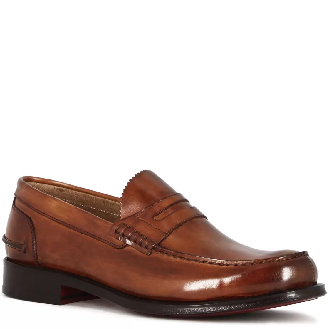 Cheap Leonardo Shoes Mocassino College Con Bocca Di Leone Da Uomo In Pelle Colore Marrone
