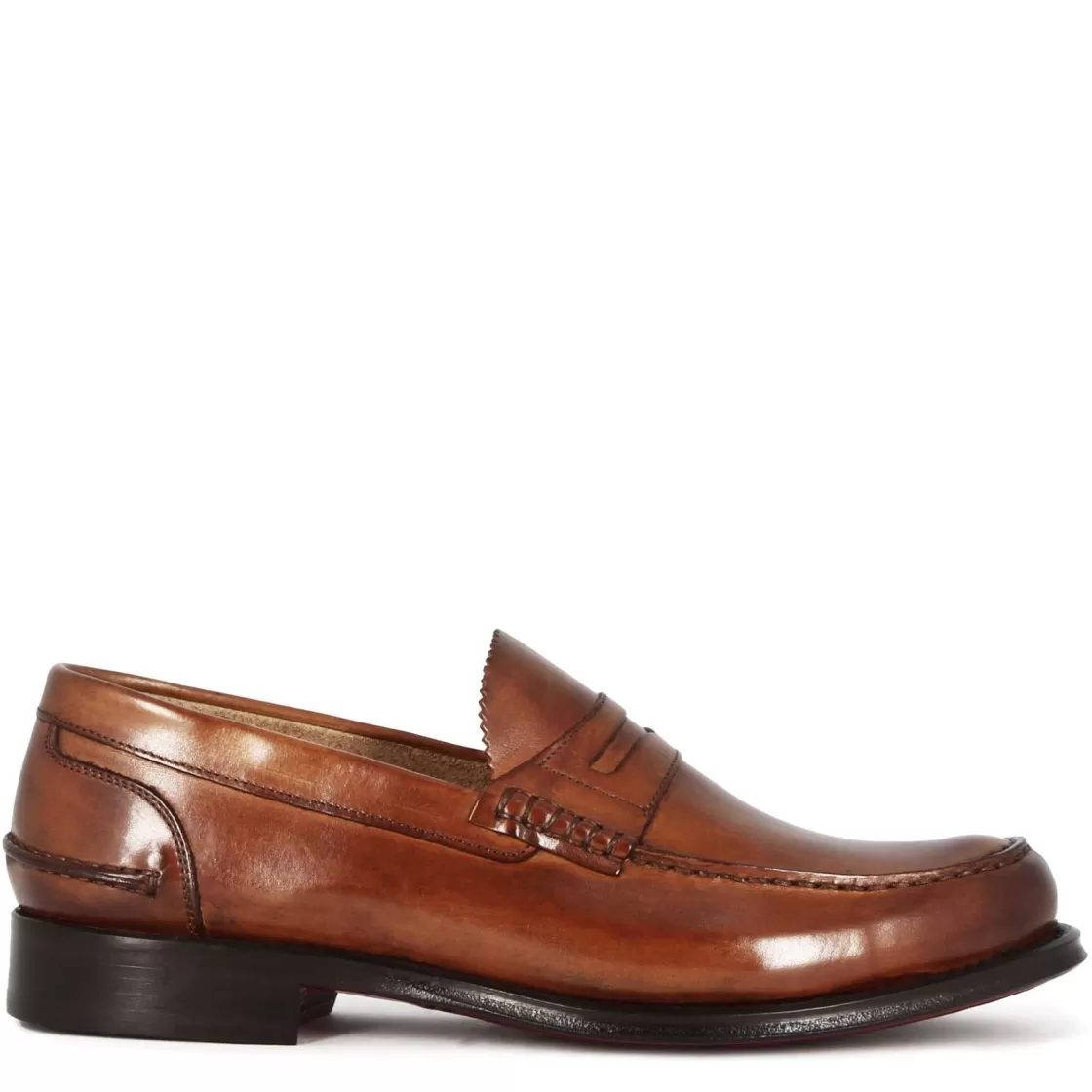 Cheap Leonardo Shoes Mocassino College Con Bocca Di Leone Da Uomo In Pelle Colore Marrone