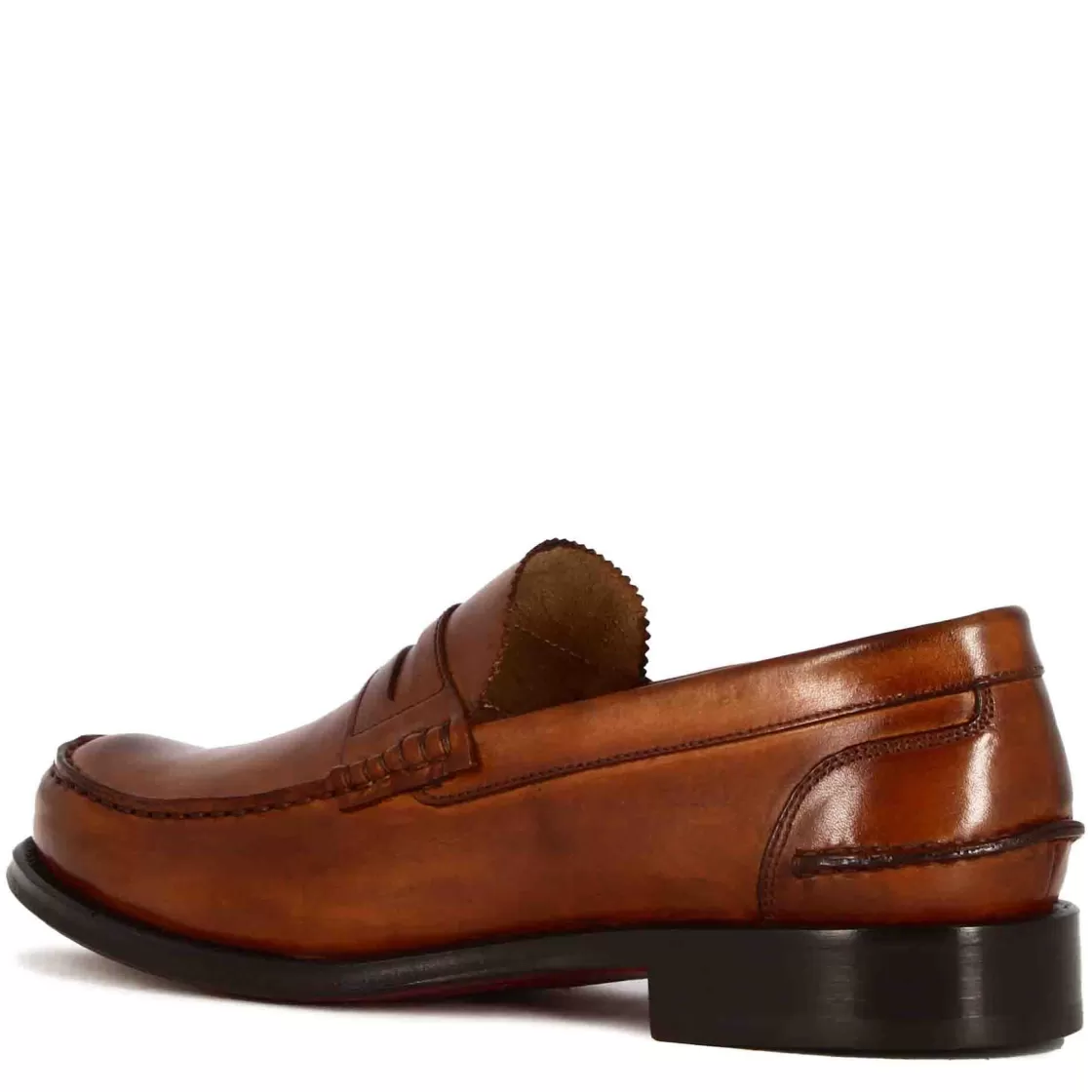 Cheap Leonardo Shoes Mocassino College Con Bocca Di Leone Da Uomo In Pelle Colore Marrone