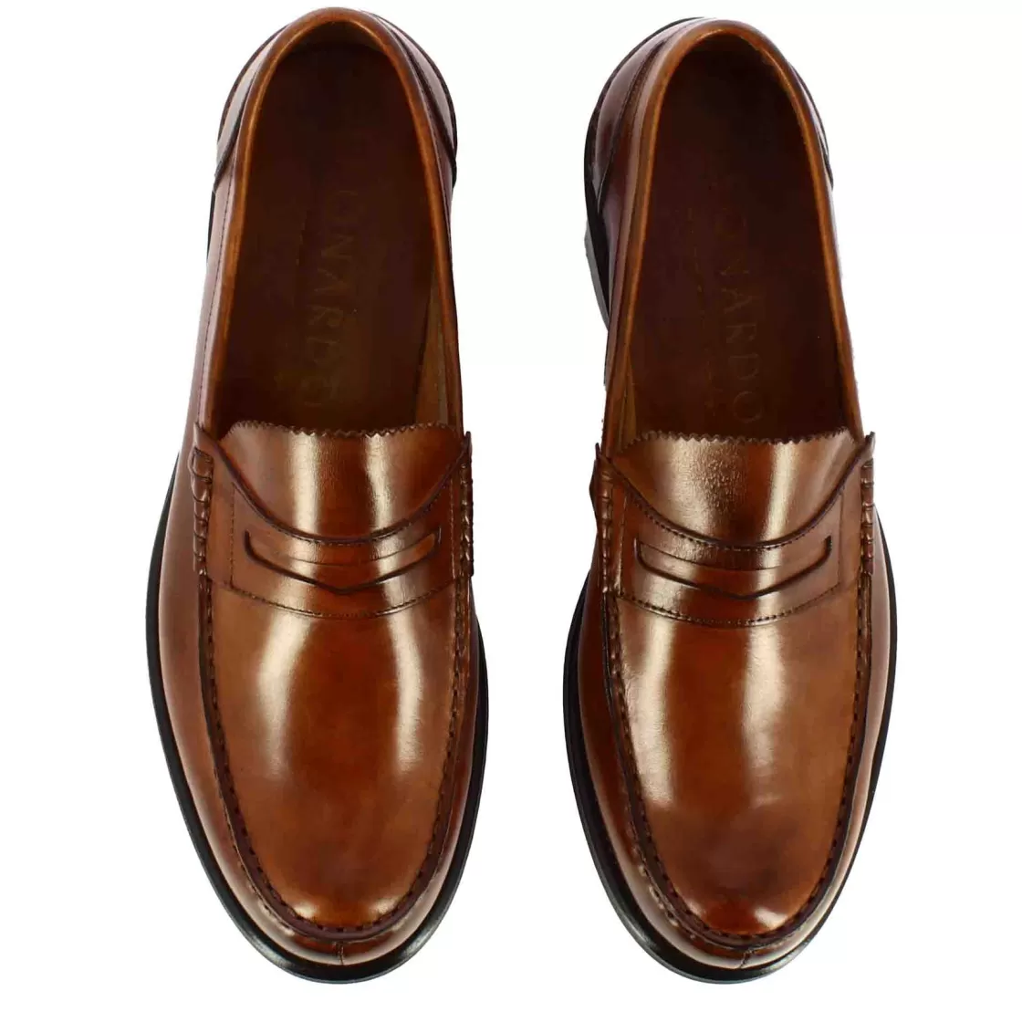 Cheap Leonardo Shoes Mocassino College Con Bocca Di Leone Da Uomo In Pelle Colore Marrone
